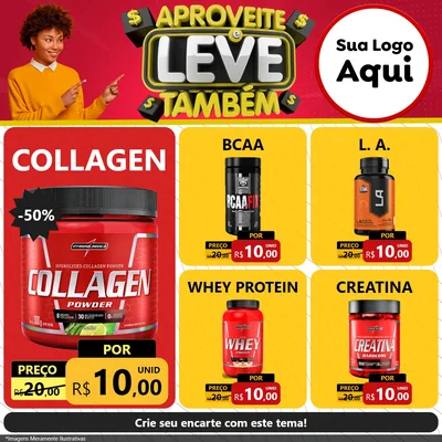 Modelo de Rede Social para Feed Facebook com o tema Aproveite e Leve Também para Suplementos alimentares
