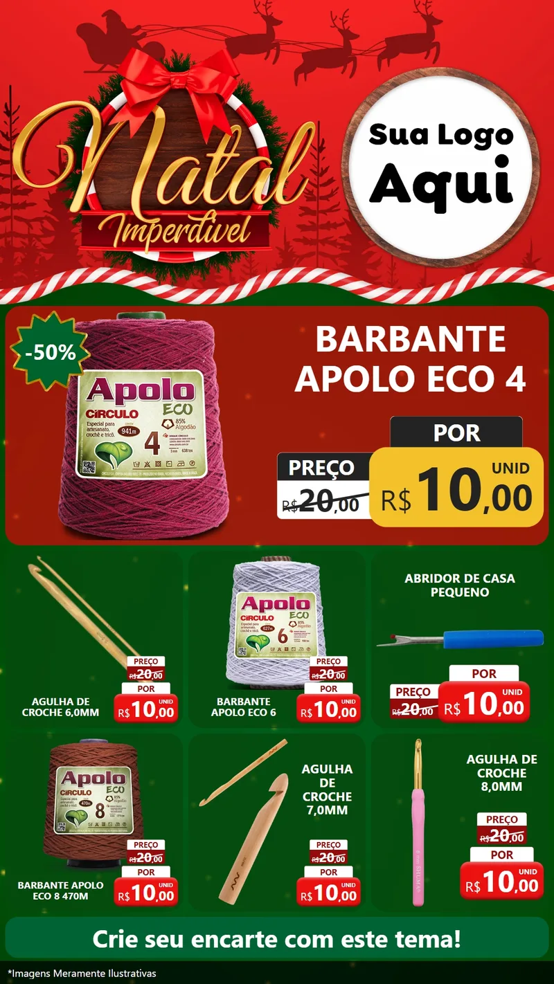 Modelo de Rede Social para Stories com o tema Natal Imperdível para Armarinho e Aviamentos