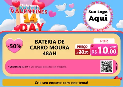 Modelo de Cartaz para Cartaz A4 Horizontal com o tema Valentine's Day para Baterias Elétricas