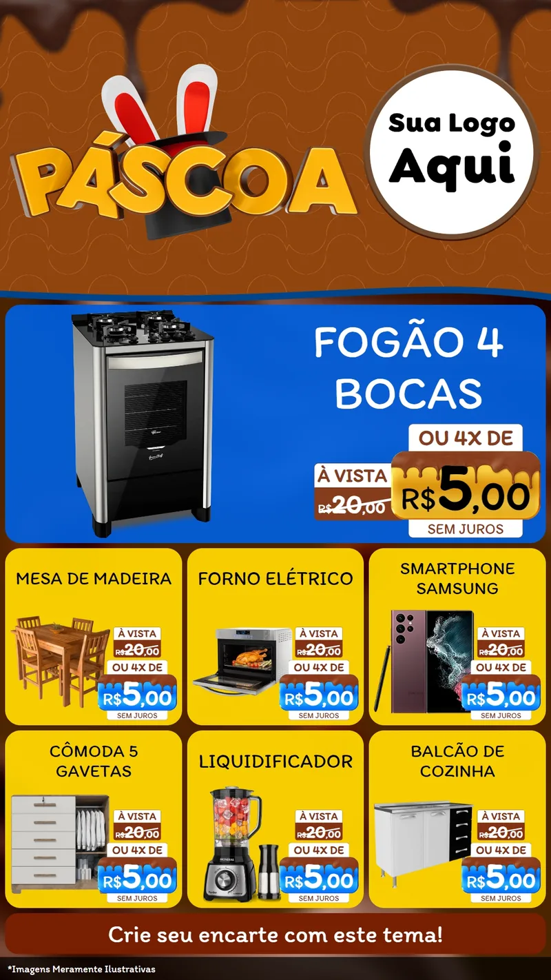 Modelo de Rede Social para Stories com o tema Páscoa para Móveis e Eletro