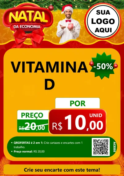 Modelo de Cartaz para Cartaz A4 Vertical com o tema Natal da Economia para Farmácia