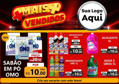 Modelo de Encarte para Encarte A4 Horizontal com o tema Mais Vendidos para Produtos de Limpeza