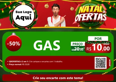 Modelo de Cartaz para Cartaz A4 Horizontal com o tema Natal de Ofertas para Água e gás