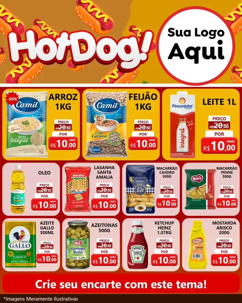 Modelo de Rede Social para Feed Instagram com o tema Hot Dog para Supermercado