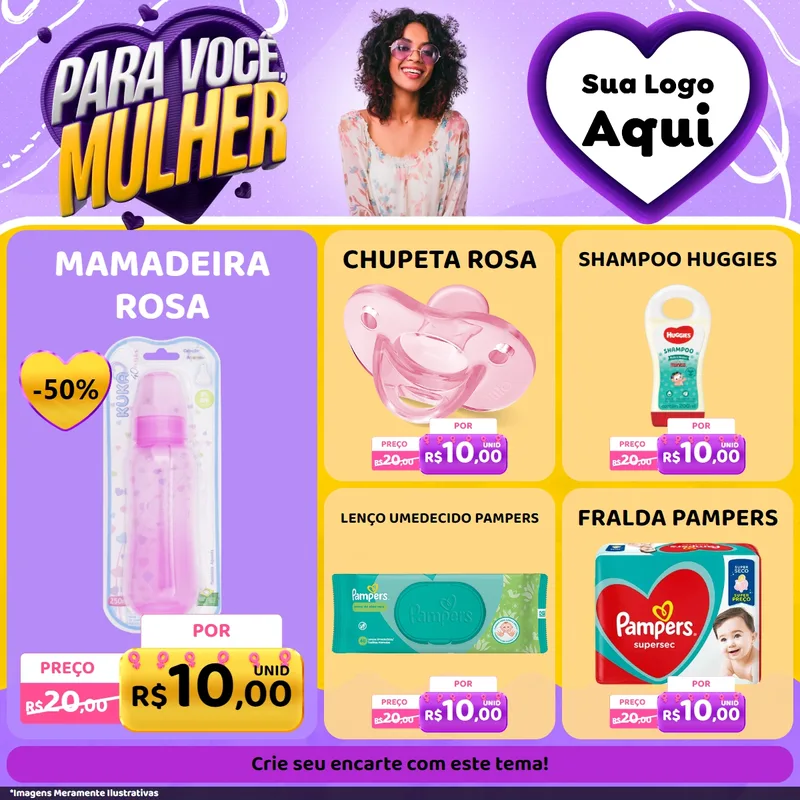 Modelo de Rede Social para Feed Facebook com o tema Para Você, Mulher para Bebês
