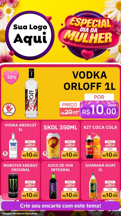 Modelo de Rede Social para Stories com o tema Especial Dia da Mulher para Distribuidora de bebidas
