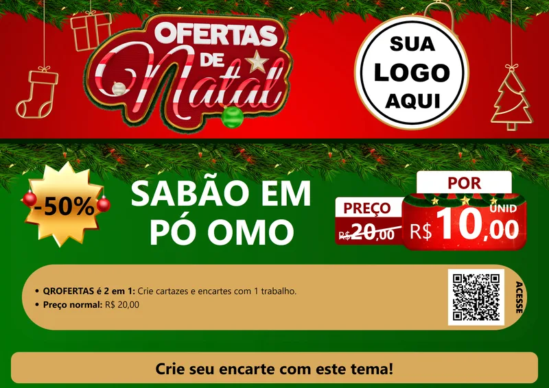 Modelo de Cartaz para Cartaz A4 Horizontal com o tema Ofertas de Natal para Produtos de Limpeza