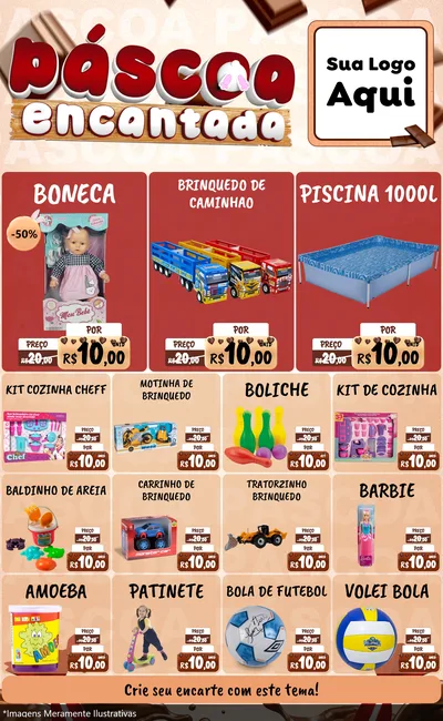 Modelo de Encarte para Encarte Grande com o tema Páscoa Encantada para Brinquedos