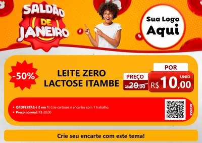 Modelo de Cartaz para Cartaz A4 Horizontal com o tema Saldão de Janeiro para Frios e Laticínios