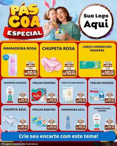 Modelo de Rede Social para Feed Instagram com o tema Páscoa Especial para Bebês