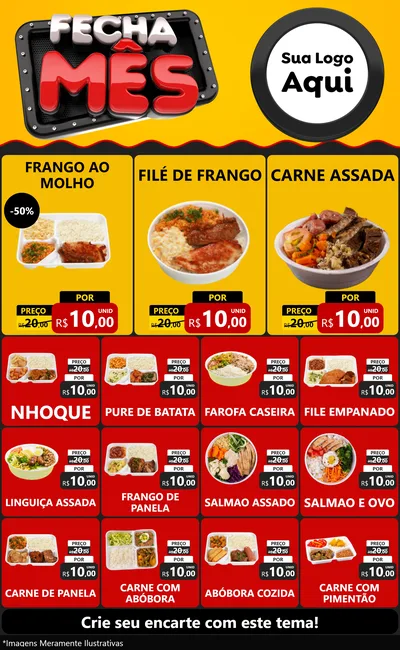 Modelo de Encarte para Encarte Grande com o tema Fecha Mês para Restaurante