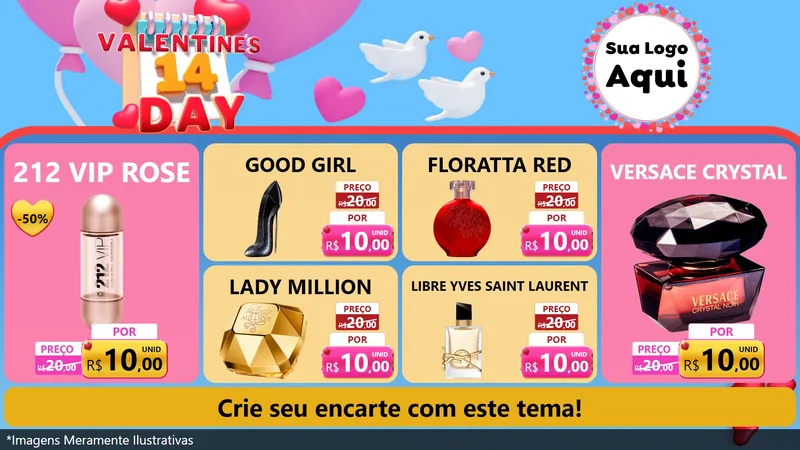 Modelo de TV para TV Horizontal com o tema Valentine's Day para Perfumes
