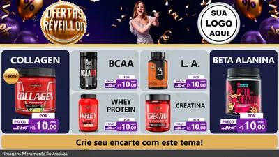 Modelo de TV para TV Horizontal com o tema Ofertas de Réveillon para Suplementos alimentares