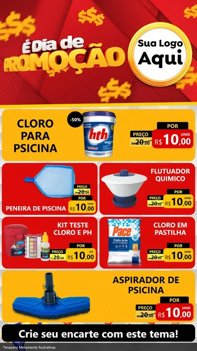 Modelo de TV para TV Vertical com o tema É Dia De Promoção para Produtos para Piscina