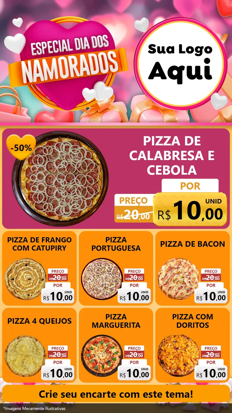 Modelo de Rede Social para Stories com o tema Especial Dia dos Namorados para Pizzaria