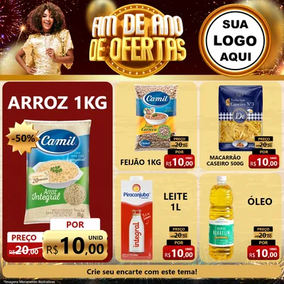 Modelo de Rede Social para Feed Facebook com o tema Fim de Ano de Ofertas para Supermercado