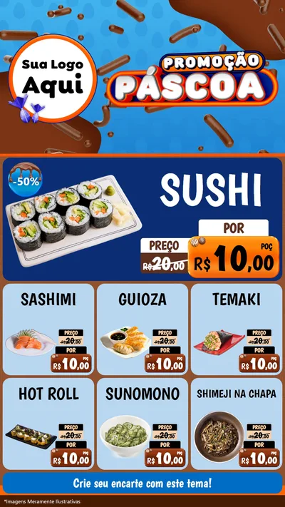 Modelo de Rede Social para Stories com o tema Promoção Páscoa para Comida japonesa