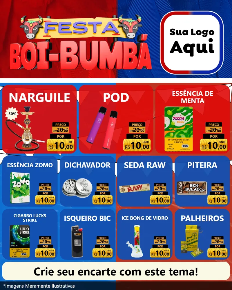 Modelo de Rede Social para Feed Instagram com o tema Festa Boi Bumbá para Tabacaria