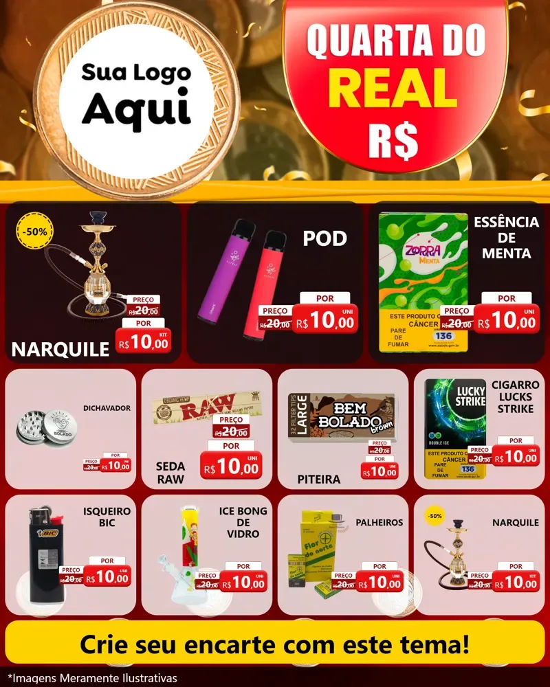 Modelo de Rede Social para Feed Instagram com o tema Quarta do Real para Tabacaria