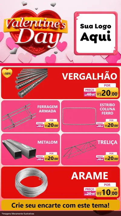 Modelo de TV para TV Vertical com o tema Valentine's Day para Ferragens