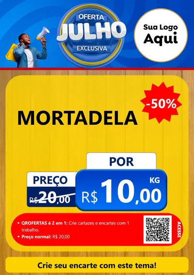 Modelo de Cartaz para Cartaz A4 Vertical com o tema Oferta Exclusiva, Julho para Frios e Laticínios
