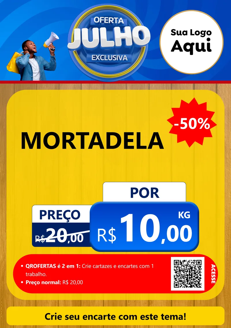 Modelo de Cartaz para Cartaz A4 Vertical com o tema Oferta Exclusiva, Julho para Frios e Laticínios