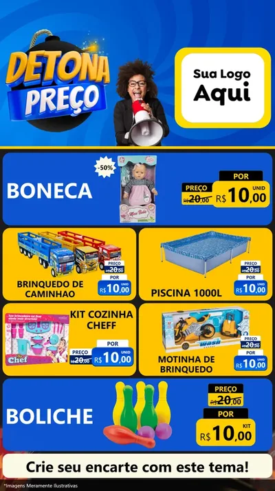 Modelo de TV para TV Vertical com o tema Detona Preços para Brinquedos