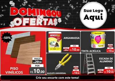 Modelo de Encarte para Encarte A4 Horizontal com o tema Domingou de Ofertas para Material para Construção