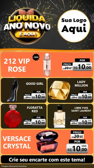 Modelo de TV para TV Vertical com o tema Liquida Ano Novo É Aqui! para Perfumes