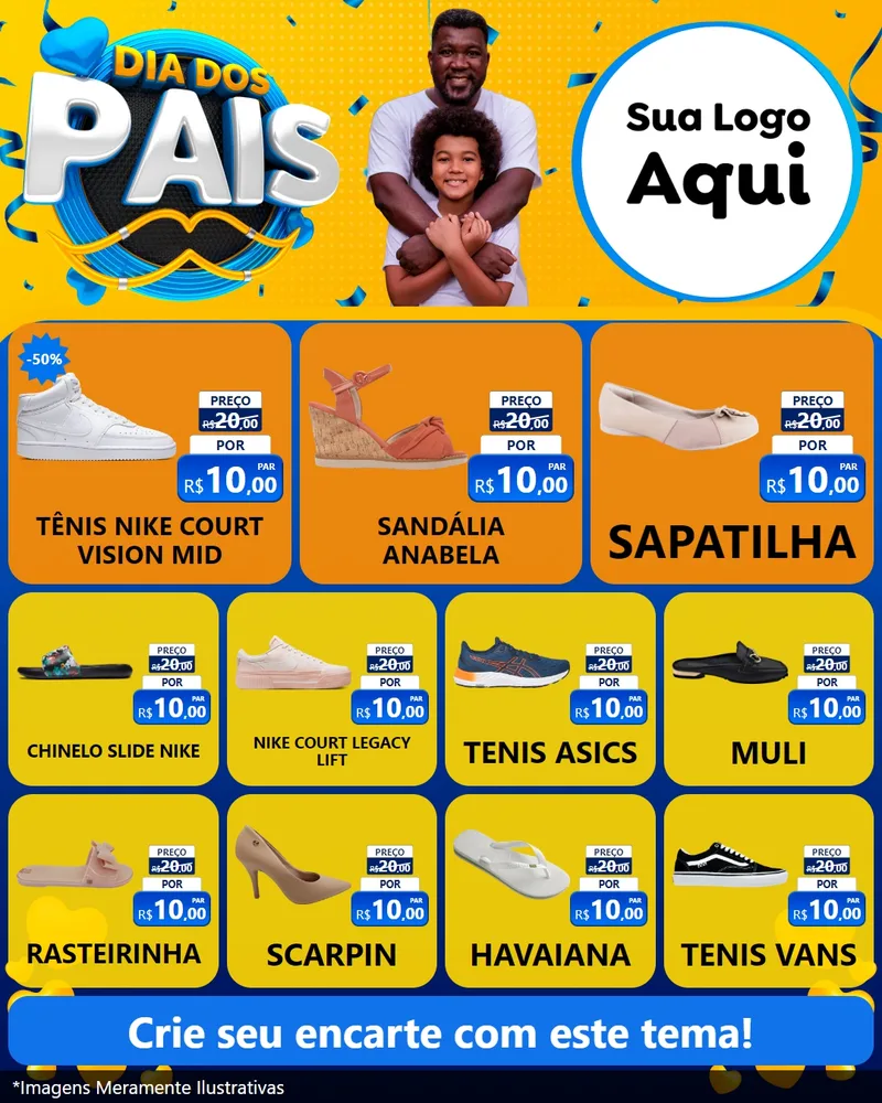 Modelo de Rede Social para Feed Instagram com o tema Dia dos Pais para Calçados