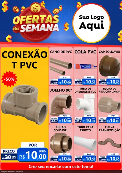 Modelo de Encarte para Encarte A4 Vertical com o tema Ofertas Da Semana para Tubos e conexões
