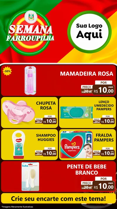 Modelo de TV para TV Vertical com o tema Semana Farroupilha para Bebês