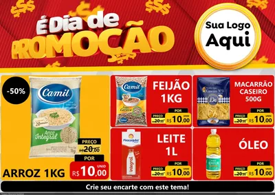 Modelo de Encarte para Encarte A4 Horizontal com o tema É Dia De Promoção para Supermercado