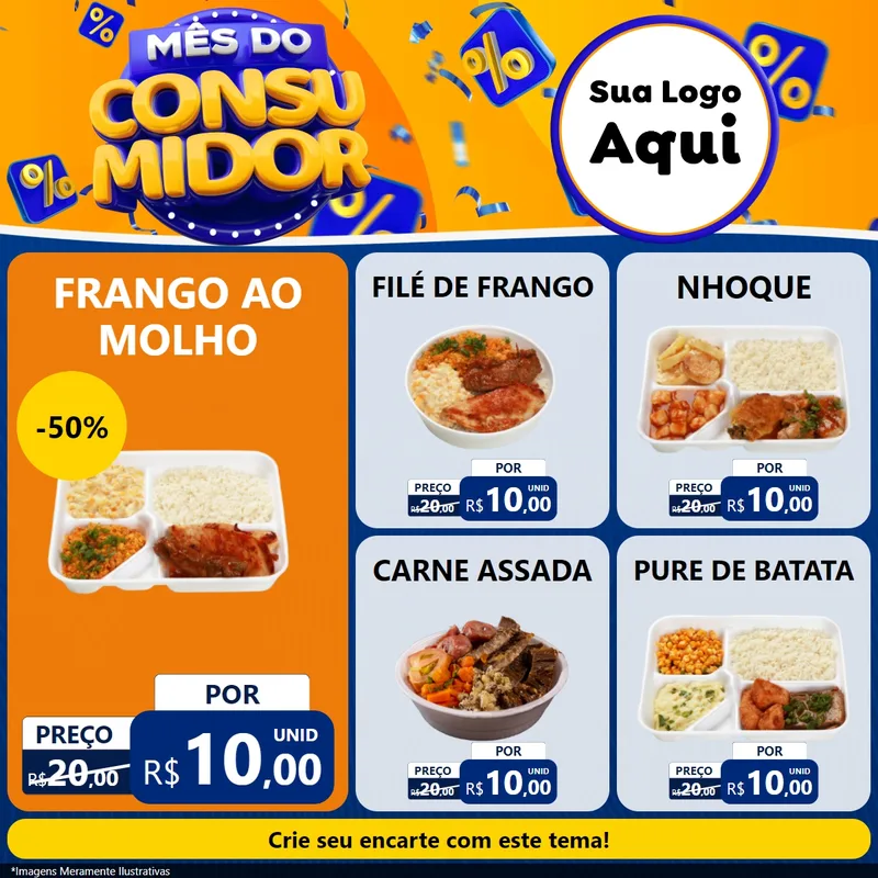Modelo de Rede Social para Feed Facebook com o tema Mês do Consumidor para Restaurante