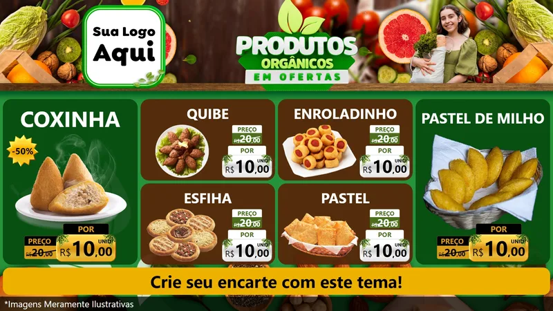 Modelo de TV para TV Horizontal com o tema Produtos Orgânicos em Ofertas para Salgadaria