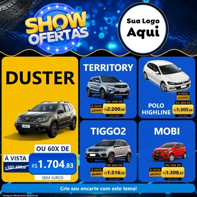 Modelo de Rede Social para Feed Facebook com o tema Show de Ofertas para Concessionaria de Carros