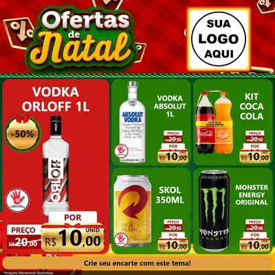 Modelo de Rede Social para Feed Facebook com o tema Ofertas de Natal para Distribuidora de bebidas