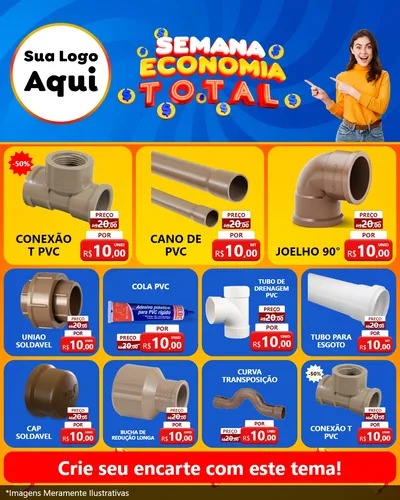 Modelo de Rede Social para Feed Instagram com o tema Semana Economia Total para Tubos e conexões