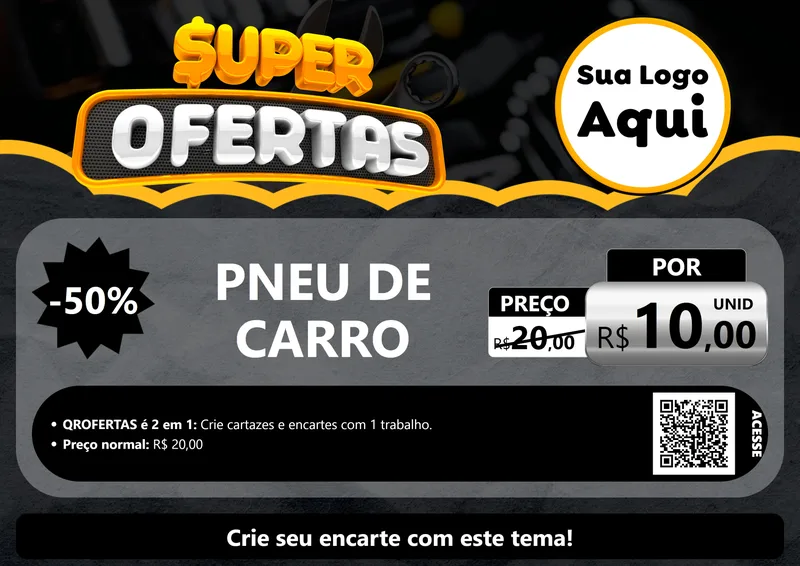 Modelo de Cartaz para Cartaz A4 Horizontal com o tema Super Ofertas - Autopeças para Auto peças