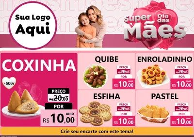 Modelo de Encarte para Encarte A4 Horizontal com o tema Super Dia Das Mães para Salgadaria