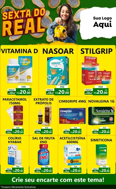 Modelo de Encarte para Encarte Grande com o tema Sexta do Real para Farmácia