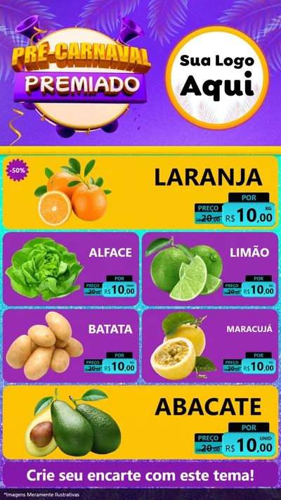 Modelo de TV para TV Vertical com o tema Pré-Carnaval Premiado para Hortifrúti