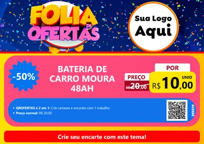 Modelo de Cartaz para Cartaz A4 Horizontal com o tema Folia de Ofertas para Baterias Elétricas