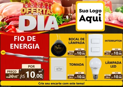 Modelo de Encarte para Encarte A4 Horizontal com o tema Ofertas do Dia para Materiais Elétricos