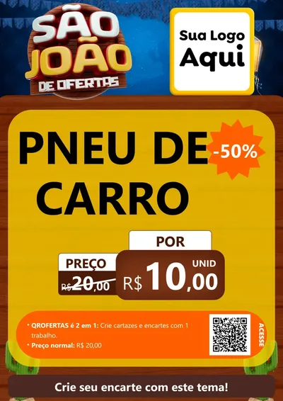 Modelo de Cartaz para Cartaz A4 Vertical com o tema São João Ofertas Imbatíveis! - Junina para Auto peças