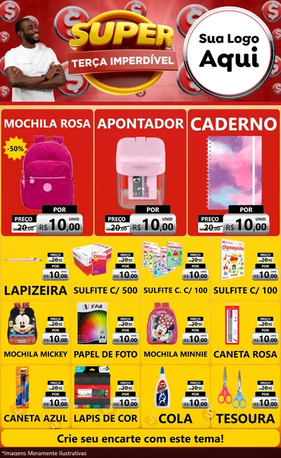 Modelo de Encarte para Encarte Grande com o tema Super Terça Imperdível para Papelaria