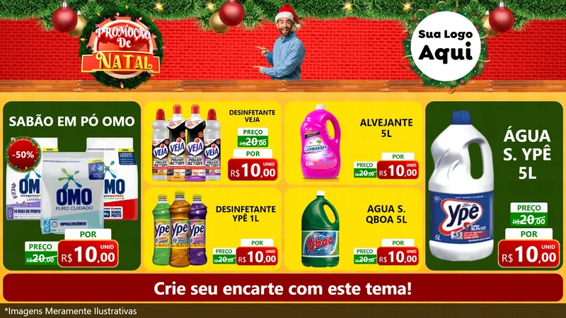 Modelo de TV para TV Horizontal com o tema Promoção de Natal para Produtos de Limpeza