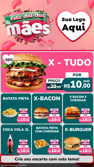 Modelo de Rede Social para Stories com o tema Feliz Dia das Mães para Hamburgueria