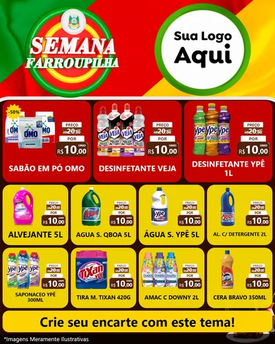Modelo de Rede Social para Feed Instagram com o tema Semana Farroupilha para Produtos de Limpeza