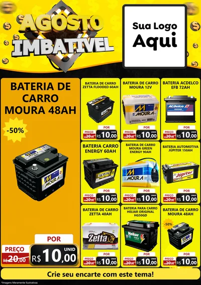Modelo de Encarte para Encarte A4 Vertical com o tema Agosto Imbatível para Baterias Elétricas